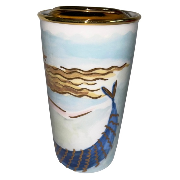 STARBUCKS MERMAID Ceramic Tumbler Gold Lid 2014 - Picture 6 of 11